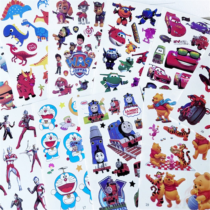 ✿ Miếng Dán Hình Xăm Tạm Thời Họa Tiết Hoạt Hình Dễ Thương ✿ Set 10 Tấm Hình Xăm Dán Chống Thấm Nước Độc Đáo