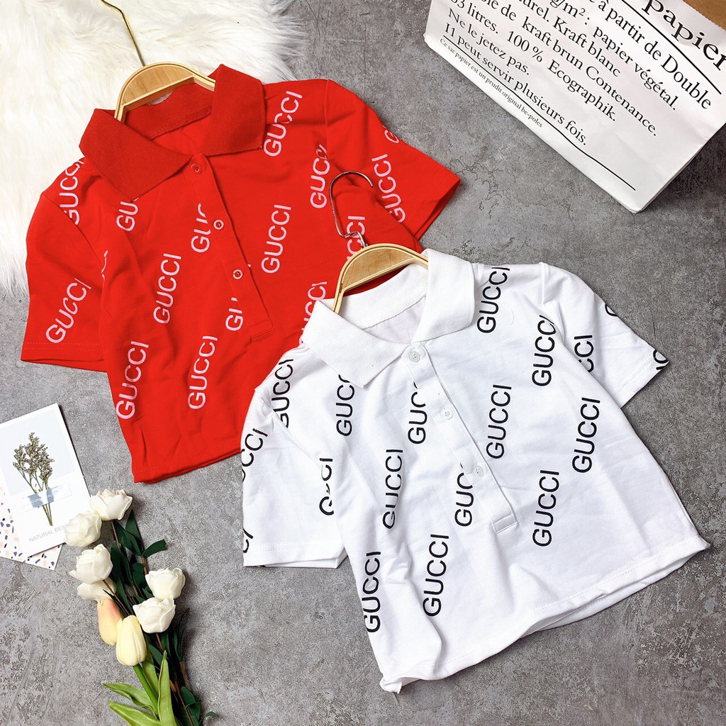 áo croptop cổ bẻ in chữ cực xinh siêu hot hit