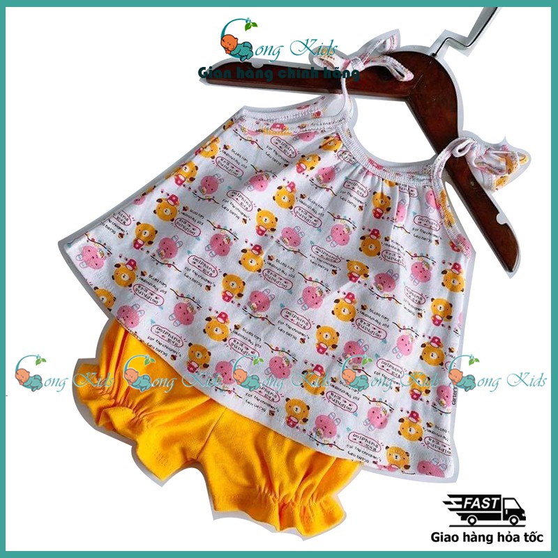 【6-18KG】 quần áo trẻ em, đồ bộ bé gái,  áo 2 dây vải cotton bozip