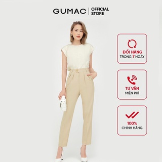 Quần tây nữ xếp ly GUMAC ống bó màu be QB5132