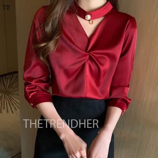 Áo sơ mi lụa mềm mát, lên form chuẩn hàn, công sở thanh lịch có size to bigsize | BigBuy360 - bigbuy360.vn