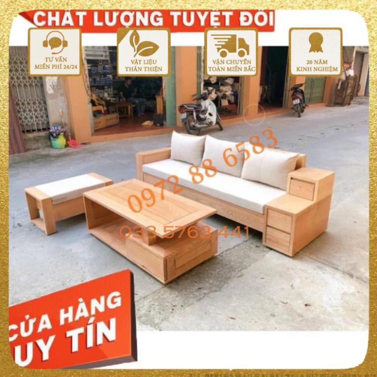 Sofa phòng khách nhỏ gọn 3 ngăn kéo gỗ sồi Nga 100% giá tại xưởng, ảnh thật tại shop giá gốc tại xưởng - ghế sofa ghees