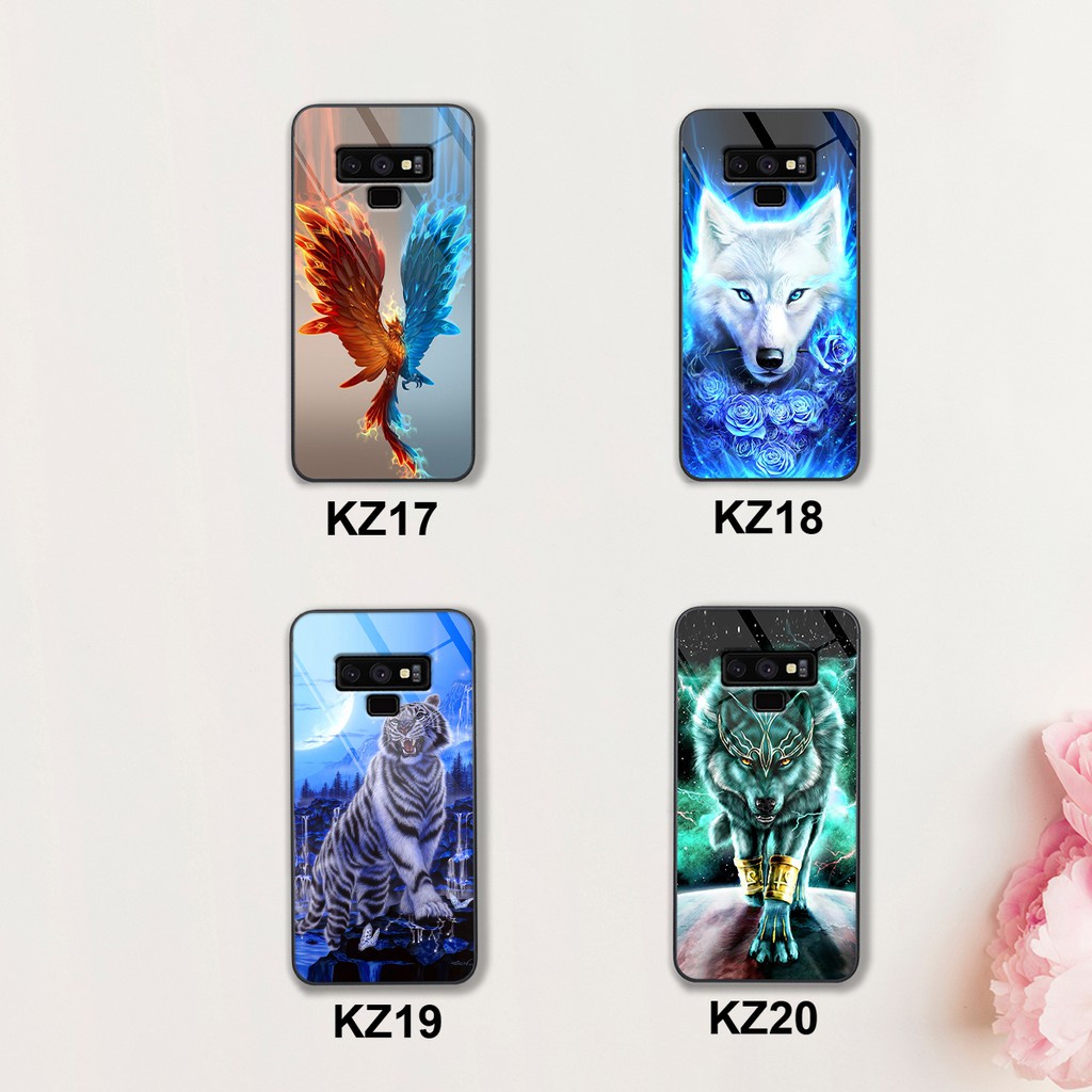 Ốp lưng kính CƯỜNG LỰC Samsung note8 . s9 plus (s9+) in hình rồng sói