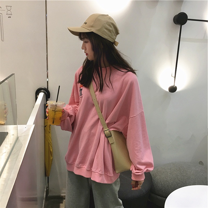 Áo Sweater Tay Dài Dáng Rộng Thời Trang Cho Nữ
