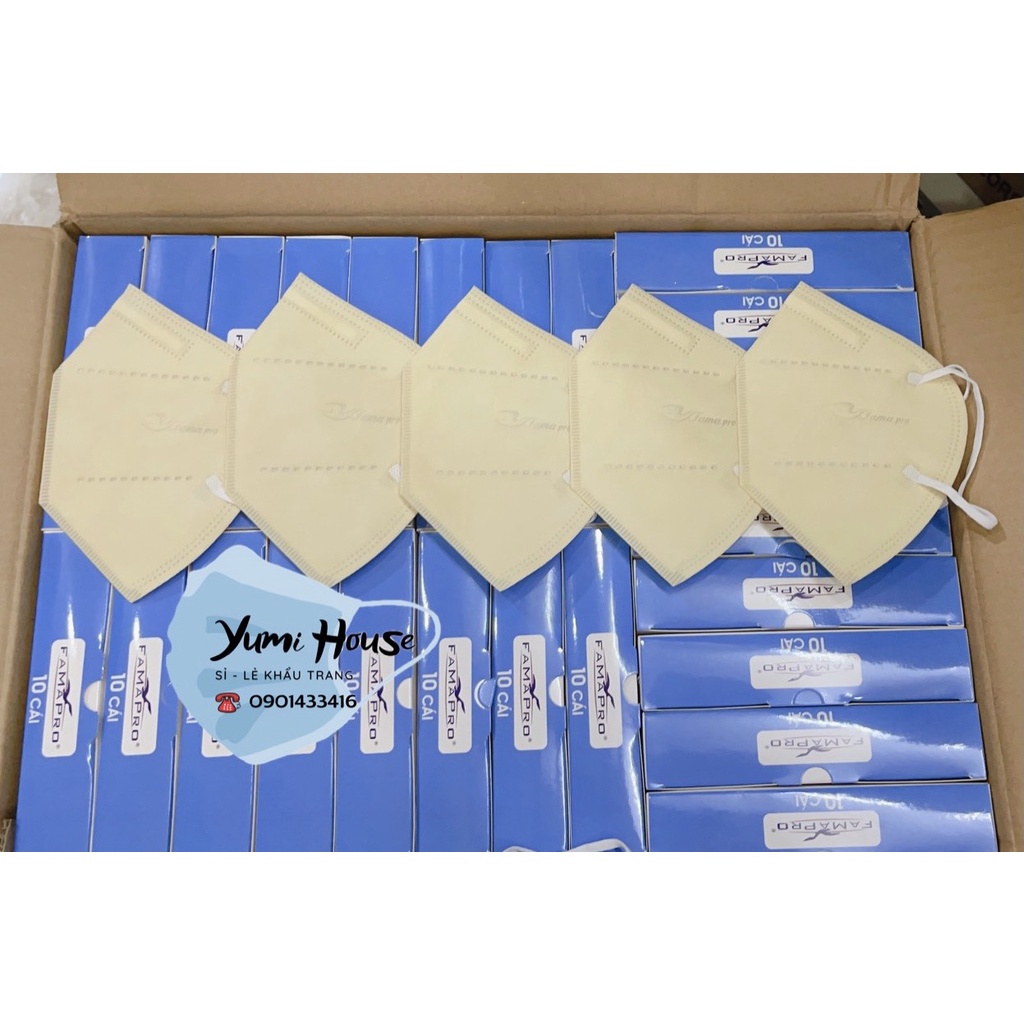 1 Thùng 50 hộp ( 500 cái) VN95 (N95) Khẩu trang y tế N95 kháng khuẩn 4 lớp Famapro VN95