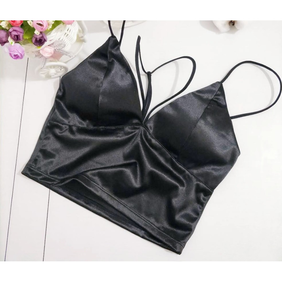 Áo bra nữ satin hai dây, thiết kế đơn giản, trẻ trung, dễ phối đồ, phù hợp dưới 55kg (MS 04018) Anna Shop