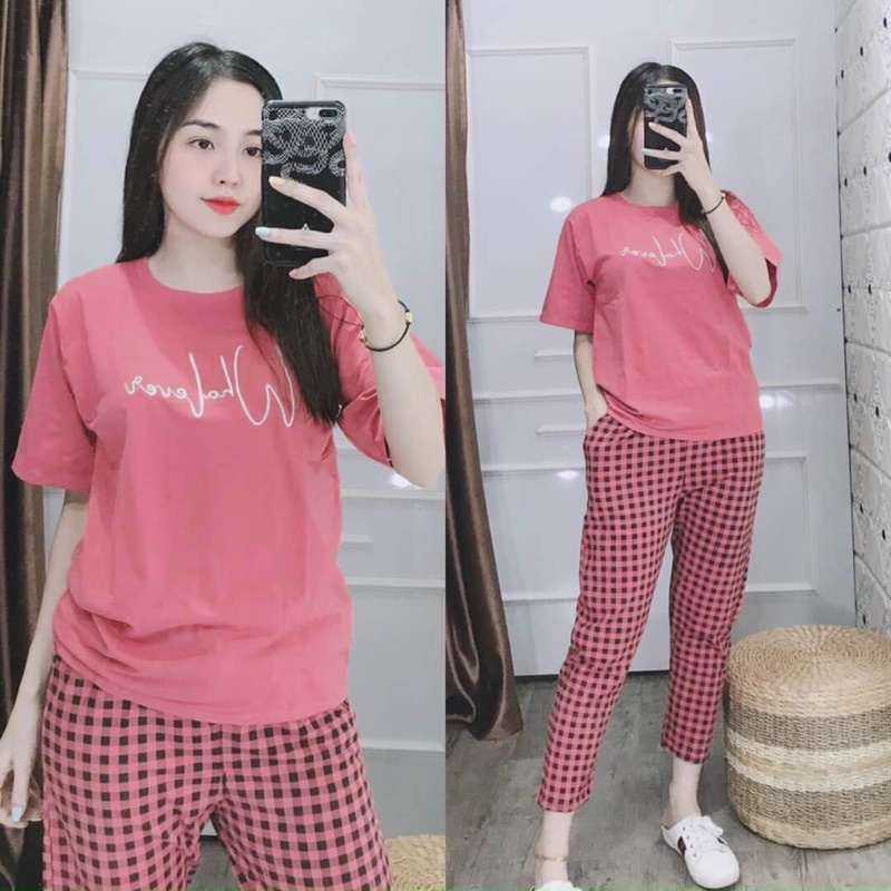 Đồ bộ nữ đồ bộ bigszie nữ đồ bộ thun cotton mặc nhà đồ bộ đẹp giá rẻ đồ bộ quần caro bộ dễ thương đồ bộ quần dài