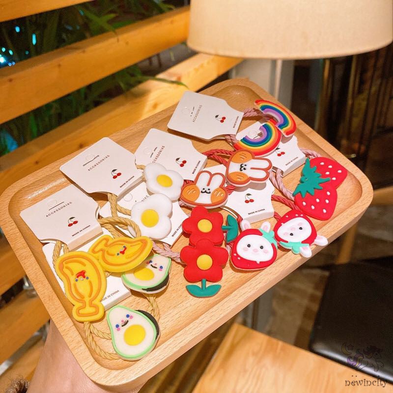 Dây Buộc Tóc Co Dãn Trang Trí Trái Cây Xinh Xắn Thời Trang Cho Bé