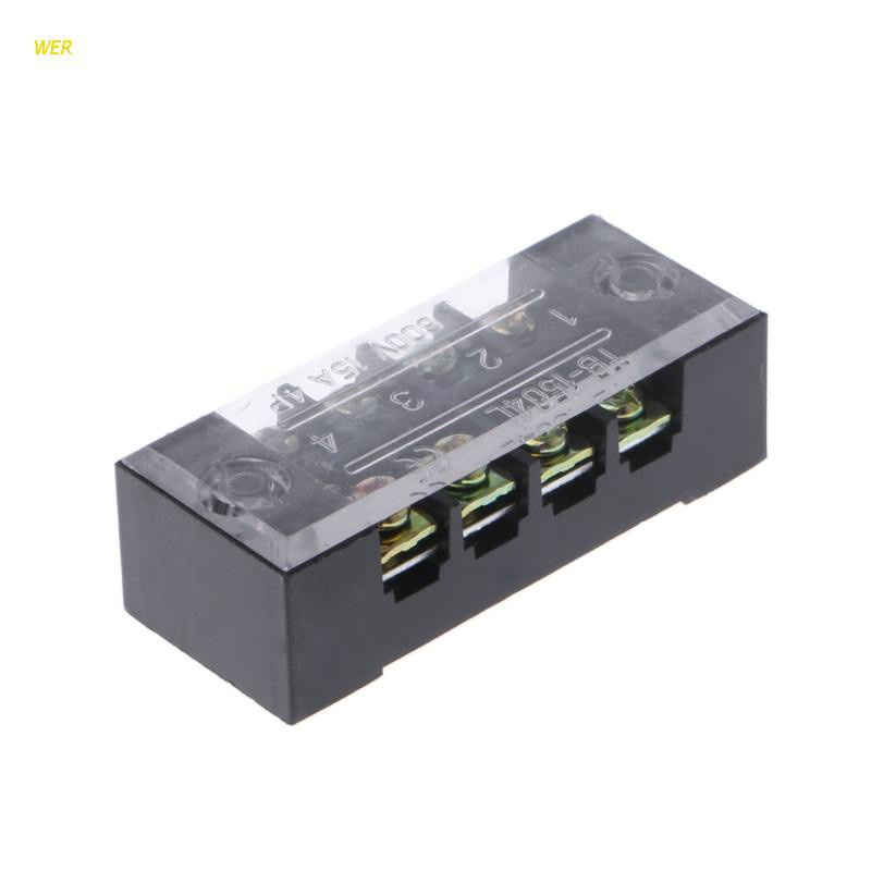 Khối Đầu Cuối Hai Hàng 4 Vị Trí Ốc Vặn Có Nắp Đậy 600v 15a