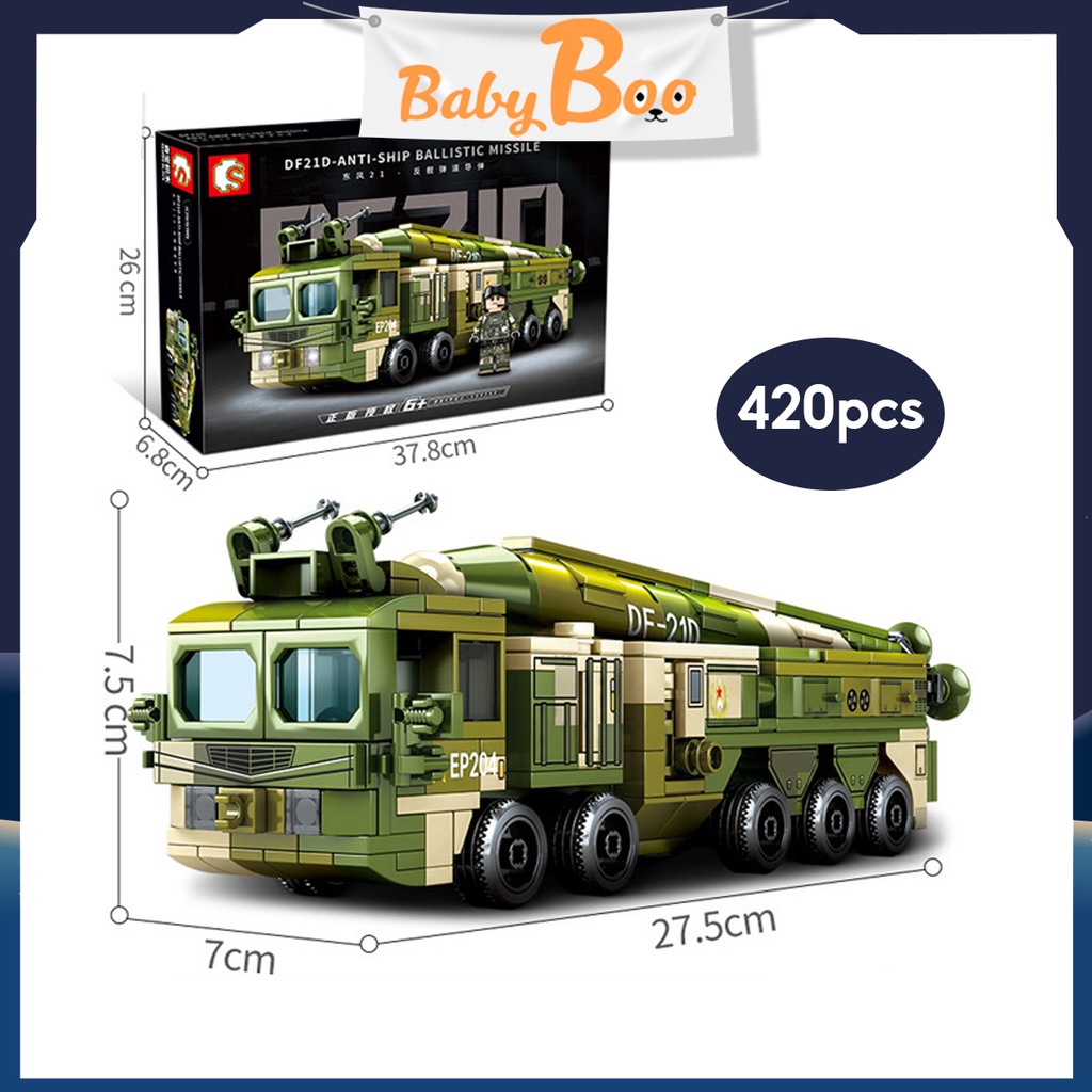 Lego Xe Container Bắn Tên Lua - Đồ Chơi Lắp Ráp Xe Chở Tên Lửa Phòng Không - 420 Chi Tiết - BabyBoo