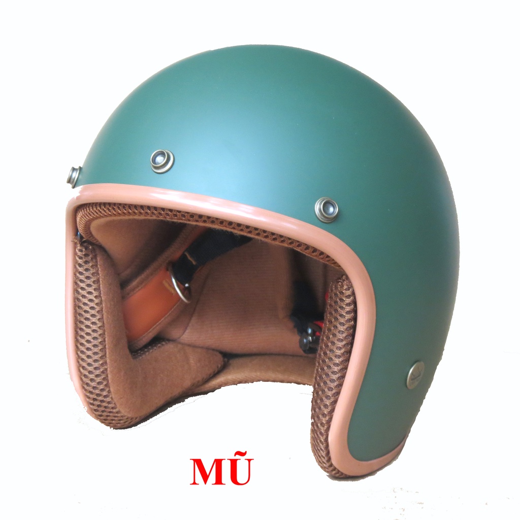 Mũ bảo hiểm 3/4 nón bảo hiểm 3/4 NTMAX xanh rêu nhám