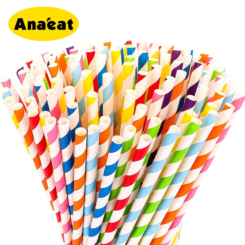 Bộ 25 ống hút ANAEAT họa tiết kẻ sọc đáng yêu cho bé