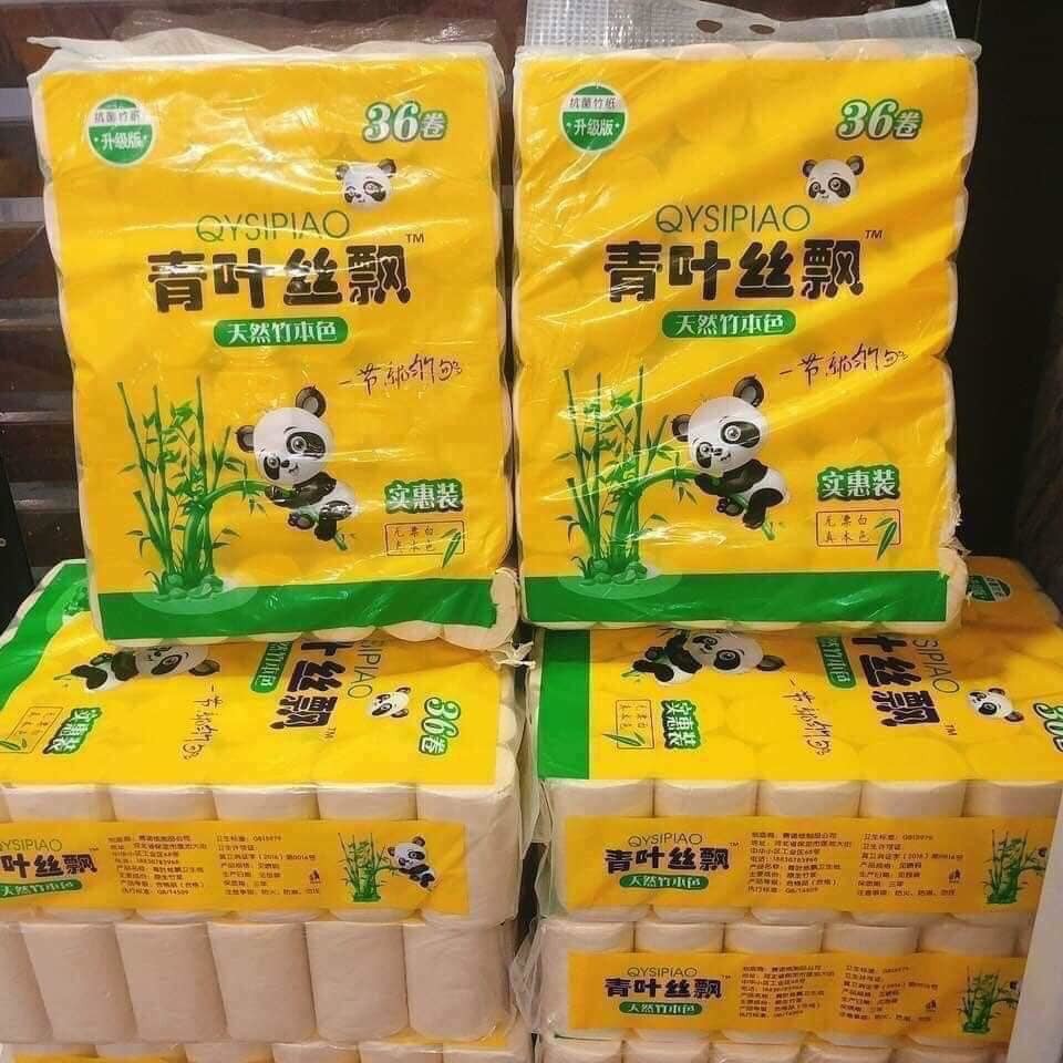 Giấy vệ sinh Sipiao 36 cuộn loại 3kg/túi - Giấy gấu trúc đa năng Baihou