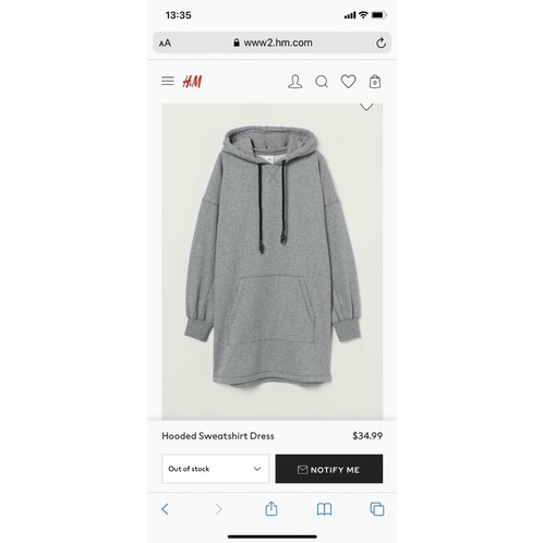 Đầm nỉ hoodie HM xuất xịn