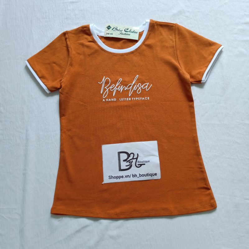 Áo Phông Thun Nữ Ngắn Tay Chất Cotton Co Giãn Ôm Dáng Body Thiết Kế Phối Màu Viền Cổ Nổi Bật