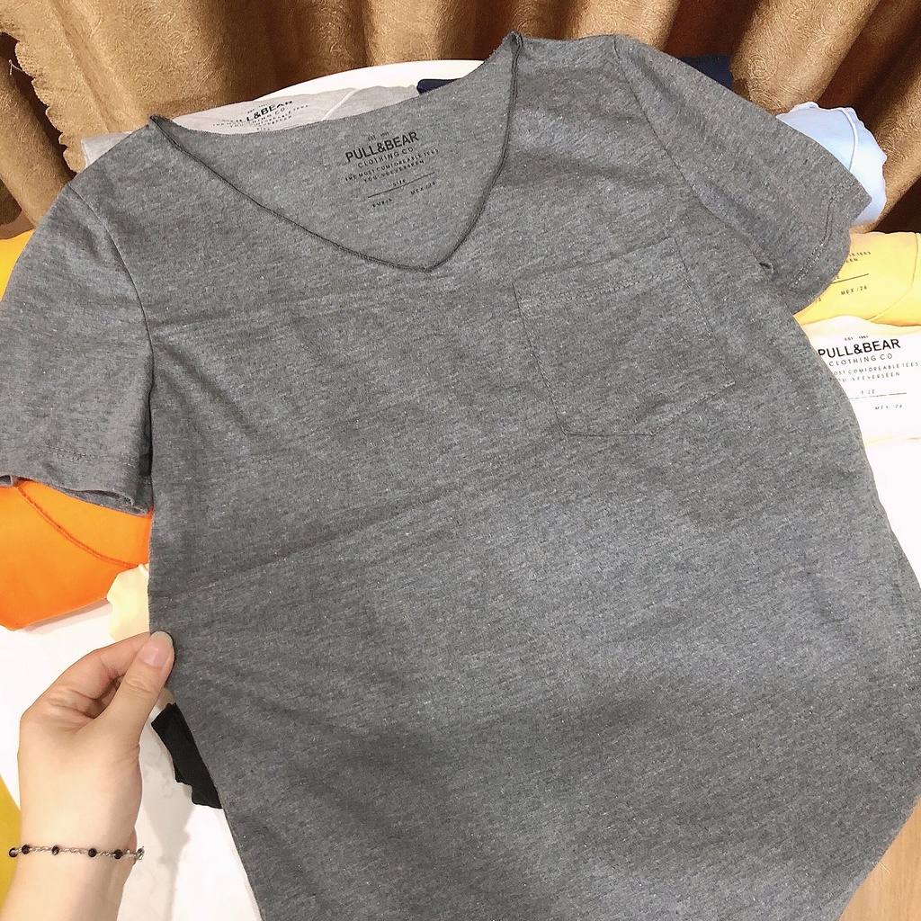[Mã 11FASHIONSALE1 giảm 10k đơn 50k] Áo thun cổ tim túi nữ trơn nhiều màu chất vải đẹp mịn form vừa đẹp | BigBuy360 - bigbuy360.vn