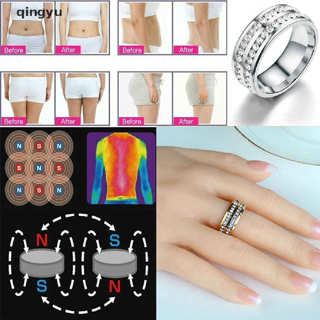 Nhẫn Nam Châm Đính Đá Pha Lê Hỗ Trợ Giảm Cân Chăm Sóc Sức Khỏe