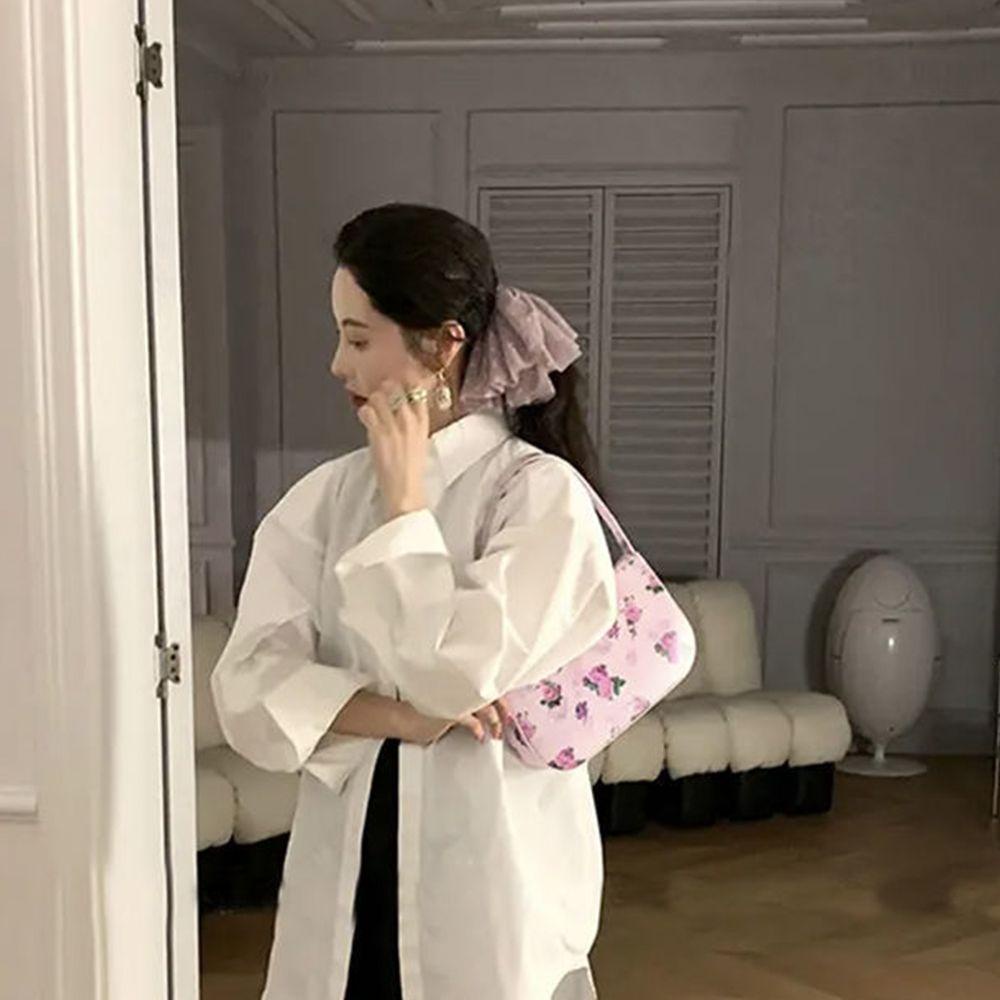 Dây Buộc Tóc Vải Lưới Họa Tiết Chấm Bi Màu Sắc Đơn Giản Phong Cách Hàn Quốc