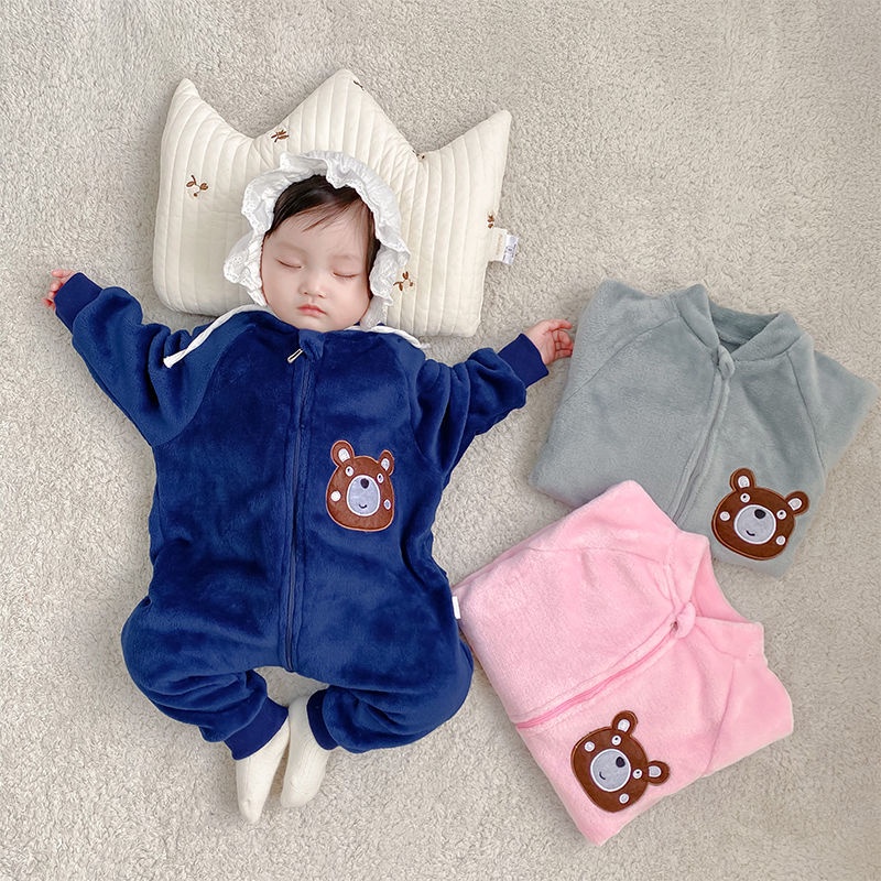 0-3 Year Newborn Baby Pajamas One-piece Spring and Autumn Coral Fleece Children Romper