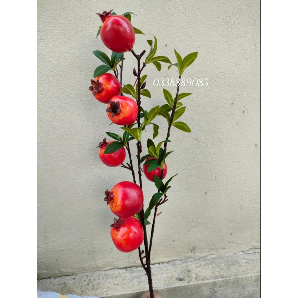 Cành lựu trang trí 9 quả lớn 2 hoa dài 100cm