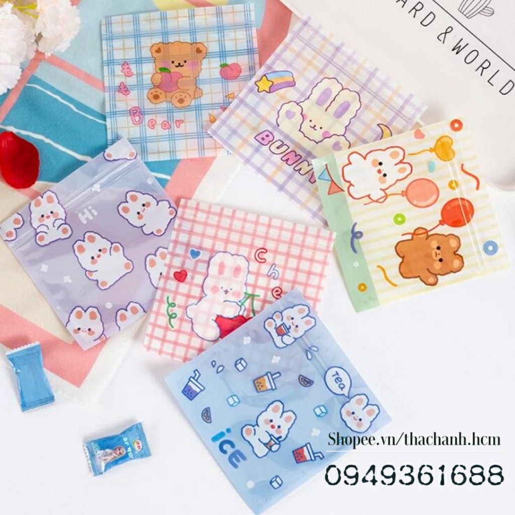 34 Mẫu Túi Zip Hoạt Hình Décor Bàn Học I Đựng Sticker I Kẹp Tóc I Bánh Kẹo