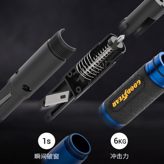 Dụng cụ phá kính, cắt dây an toàn thoát hiểm ô tô thương hiệu cao cấp Goodyear GY-5480 - Hàng Nhập Khẩu