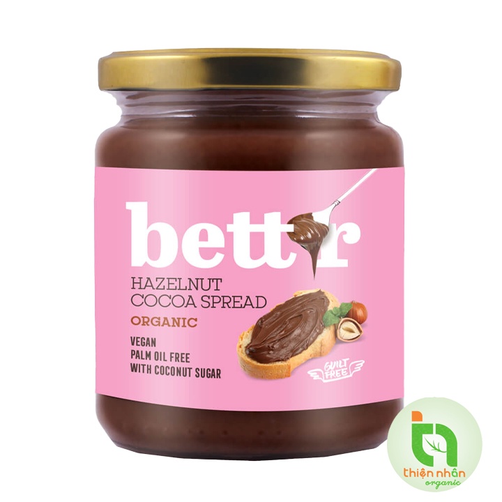 Bơ cacao hạt phỉ/ hạt điều/ hạnh nhân/ đậu phộng hữu cơ Bett'r 250gr