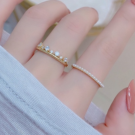 Set 14 nhẫn mạ vàng hình vương miện xinh xắn