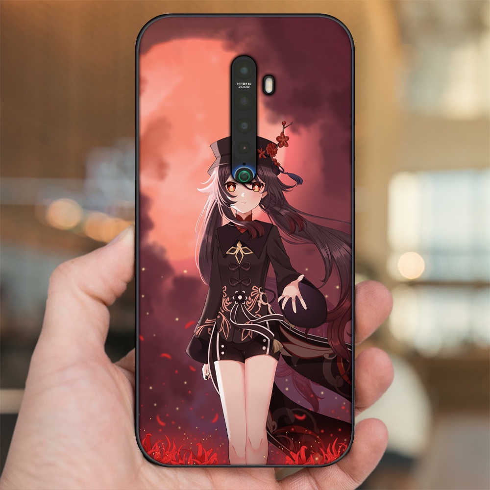 Ốp lưng Oppo Reno 2 viền đen in hình Hutao Genshin Impact
