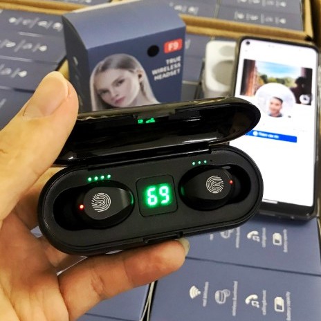 Tai nghe bluetooth không dây giá rẻ nhét tai gaming tws amoi f9 in ear chính hãng chống ồn chống nước có mic nghe nhạc