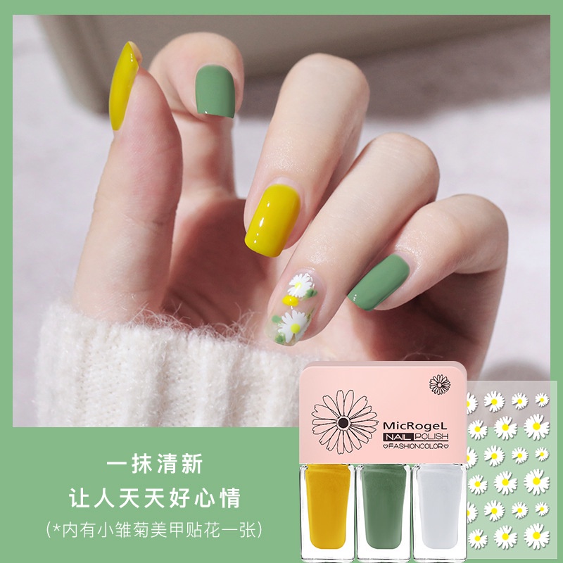 Bộ 3 Sơn Móng Tay+Tặng kèm sicker dán móng Siêu Đẹp Nhanh Khô Lâu Trôi Không Thấm Nước (Dạng Lột)