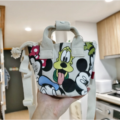 [Hàng Sẵn] Túi Xách Vải Canvas Đeo Chéo Mickey Disney hàng Za.ra Xuất Dư