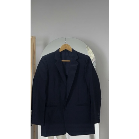 Sét áo Blazer đệm vai hepton và quần tây đen thời trang