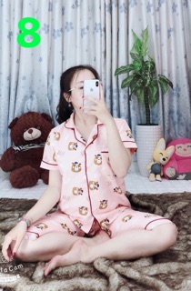 Pizama kate quần lửng full viền