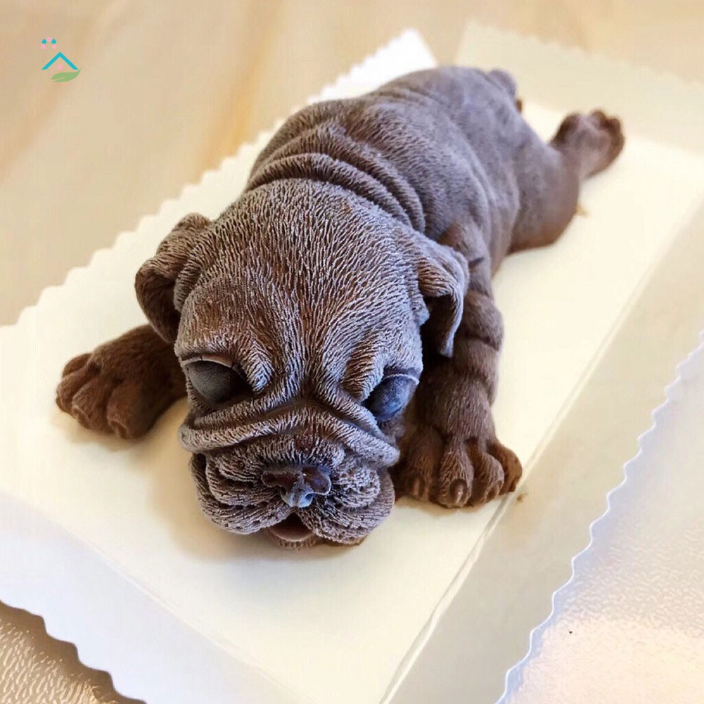 Khuôn làm bánh/ kem/ pudding bằng silicone hình con chó Shar Pei 3D đáng yêu