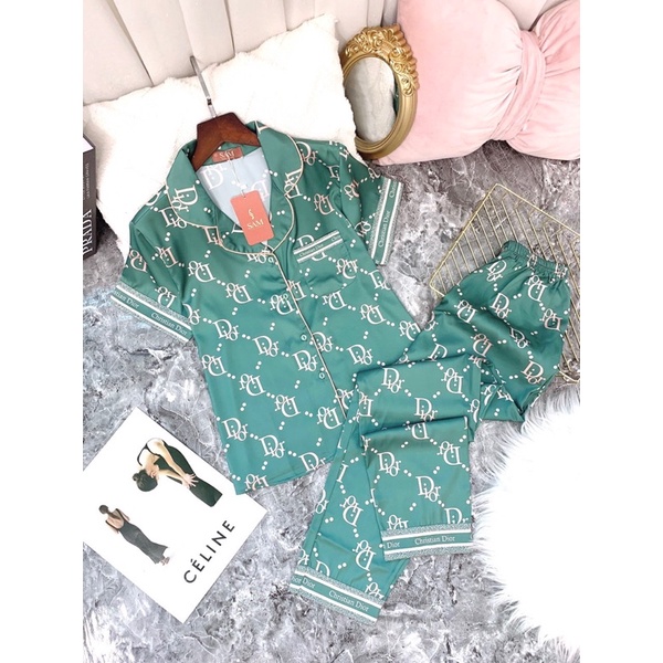 Bộ lụa dài tay hãng sam choco áo dài tay quần dài bộ mặc nhà đẹp bộ pijama cao cấp