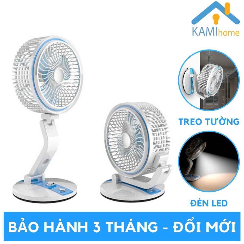Quạt sạc tích điện để bàn có đèn led Kami17006