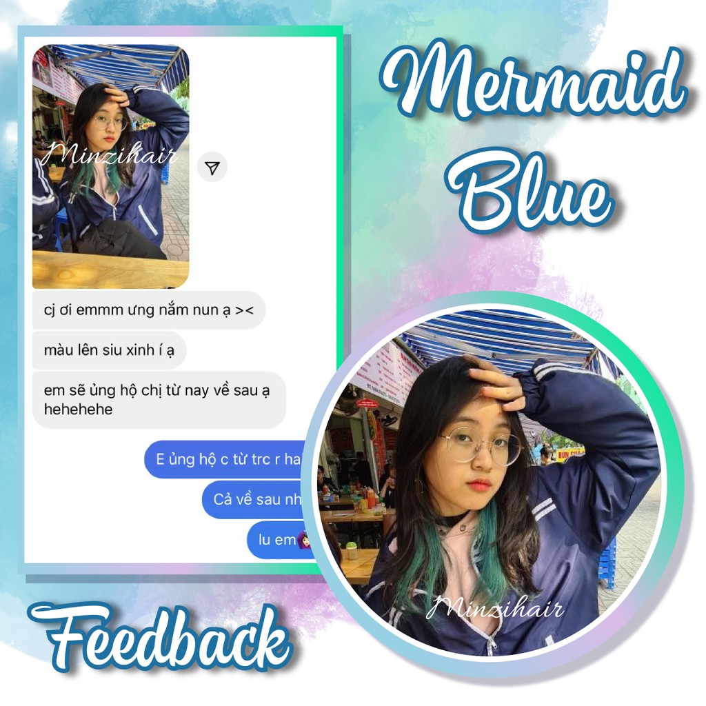 Thuốc Nhuộm Tóc Màu Xanh Tiên Cá / Mermaid Blue | Cần Tẩy Tóc - Minzihair | BigBuy360 - bigbuy360.vn