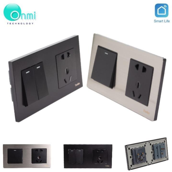 Bán sỉ- Công Tắc + Ổ cắm đa năng âm tường 2 Module ONMI.VN chính hãng- phong cách- thời thượng.