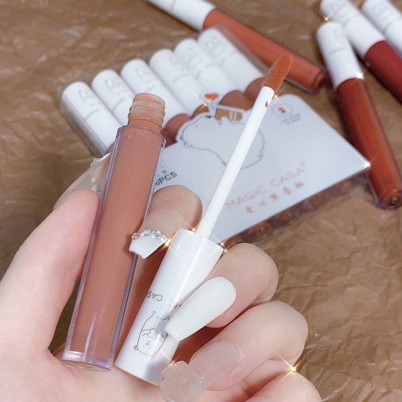 Set 6 Son Kem Lì Magic CASA Chống Nước, Không Dính Cốc Khi Ăn Uống