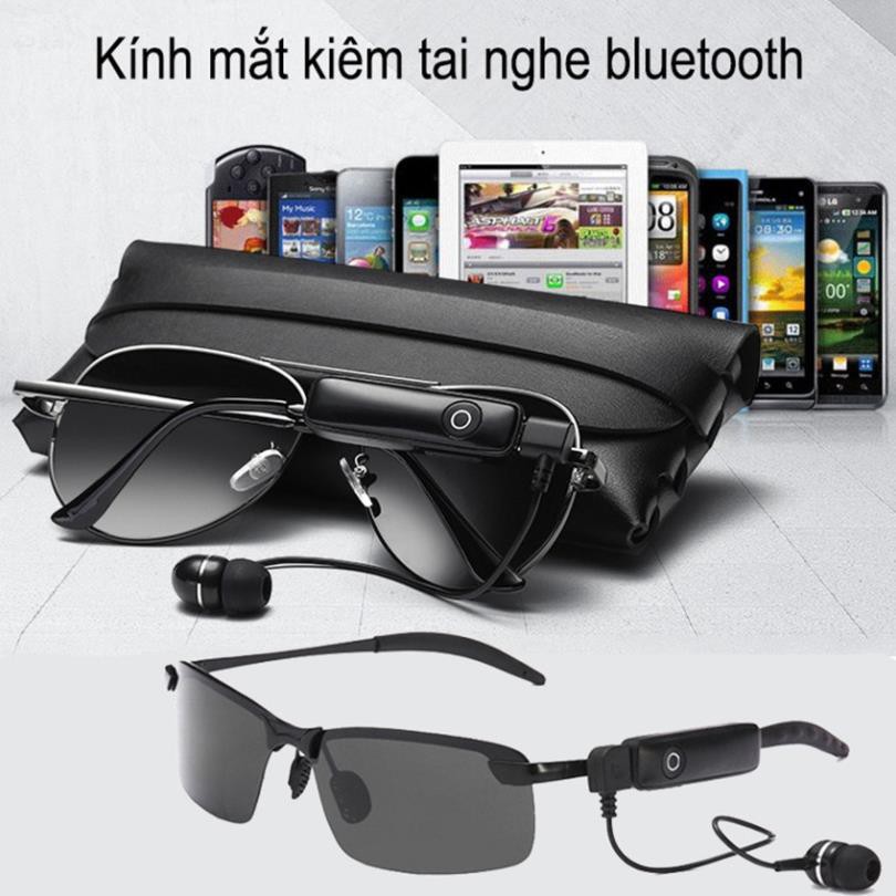 Kính Mắt Kiêm Tai Nghe Bluetooth - Chất Liệu Polarized Chống Tia Cực Tím, Gọng Kim Loại, Tai Nghe Bluetooth Cực Đỉnh