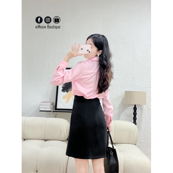 Váy Công sở Lưng Tròn Xẻ Trước dáng chữ A size XS - XXL Meow Boutique