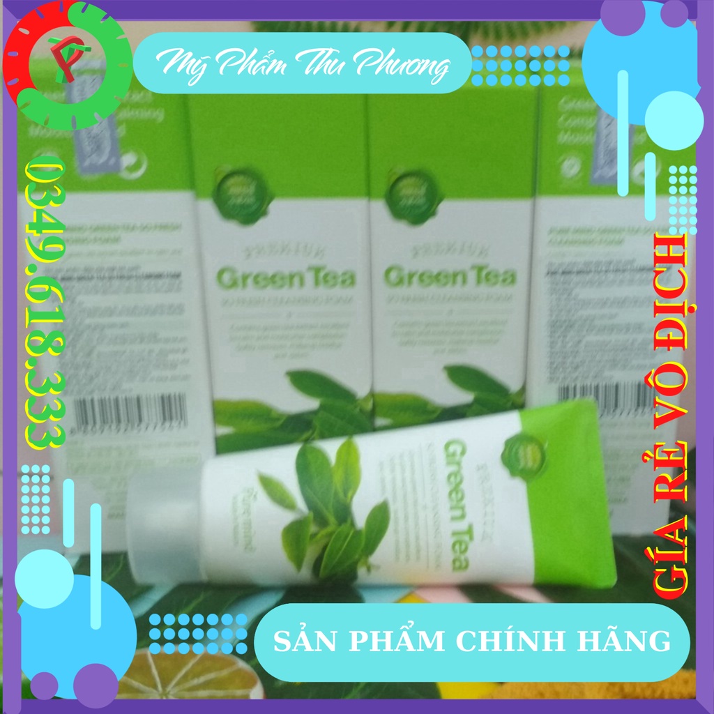 Sữa Rửa Mặt Trà Xanh Cho Dầu Ngăn Ngừa Mụn Làm Trắng Sạch PURE MIND Green Tea So Fresh Cleansing Foam Mỹ Phẩm Hàn Quốc