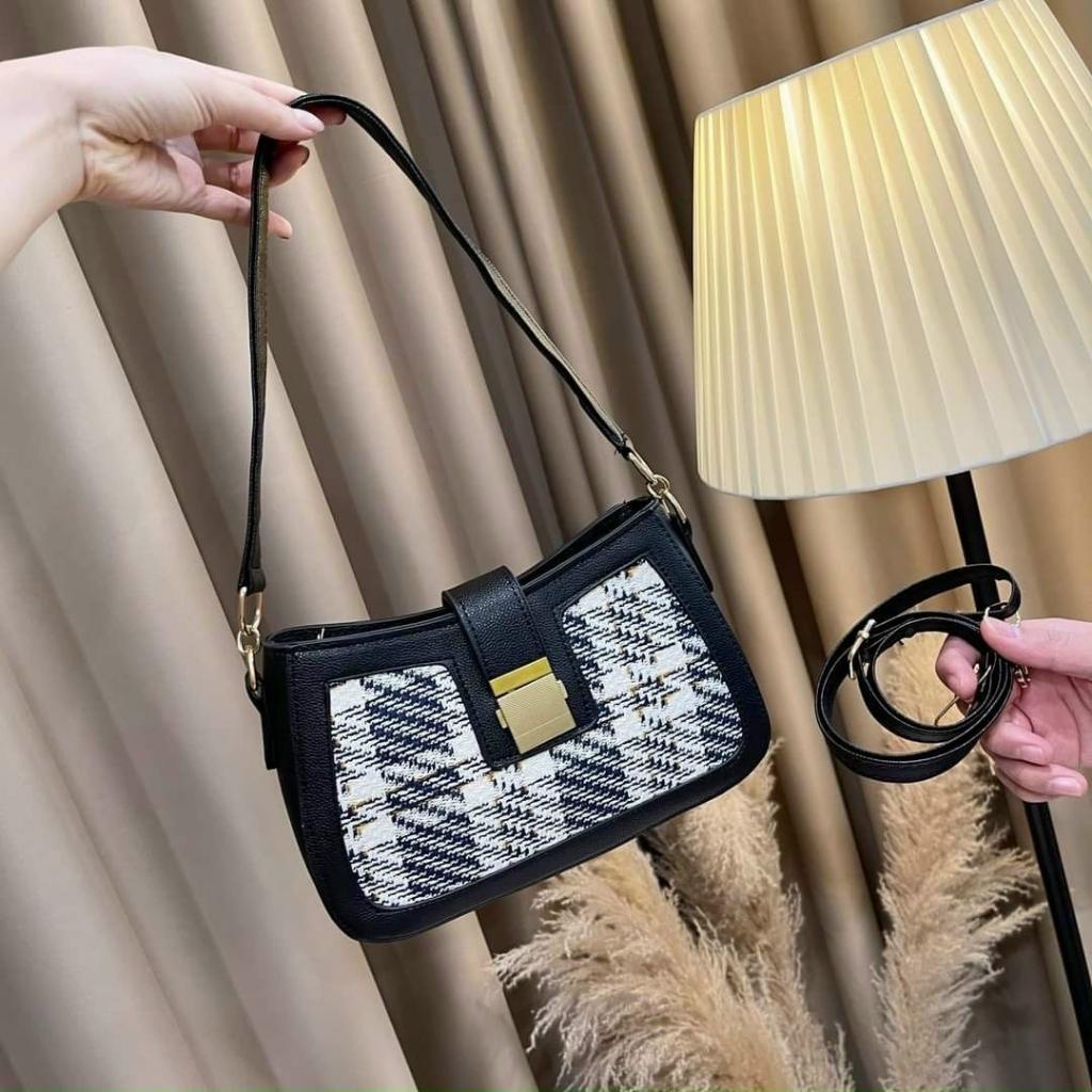 Túi Kẹp Nách Nữ Chất Da Đẹp Khóa Chốt Tặng Kèm Dây Đeo Chéo THONGOCSHOP Kiểu Dáng Cute Size 19