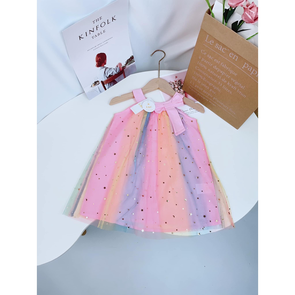 Hàng xuất dư - Váy 2 lớp kim tuyến bé gái