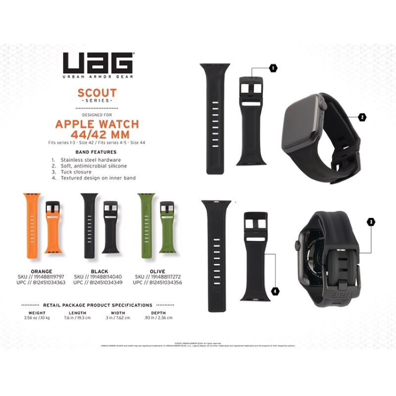 [HÀNG CHÍNH HÃNG] Dây UAG Scout Silicone cho Apple Watch series 7/6/5/4/3/2/1