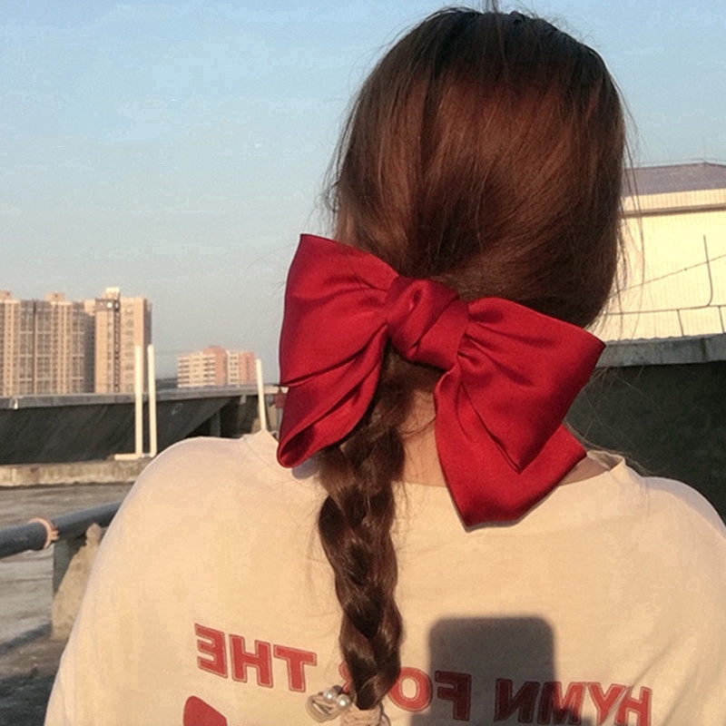 Kẹp Tóc Nơ Màu Đỏ Thời Trang Nữ Tính