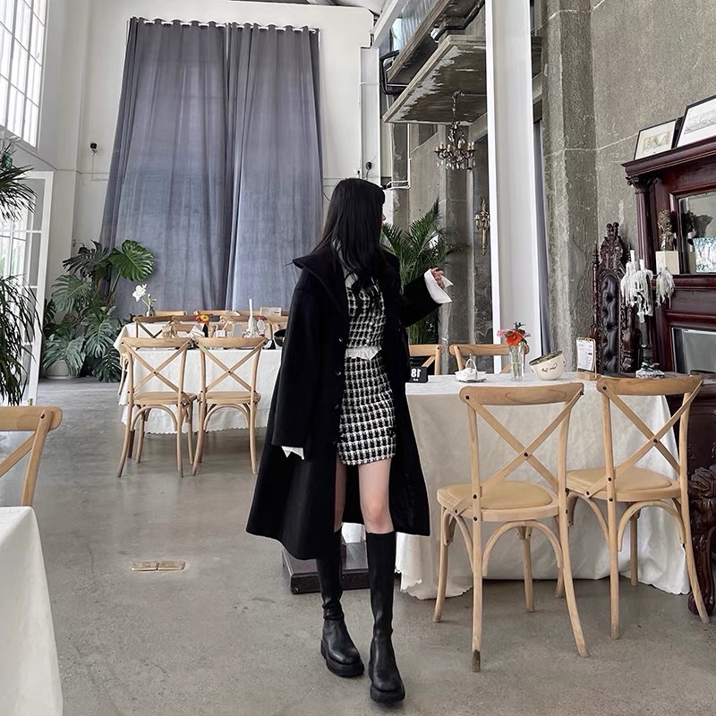 Set dạ tweed sọc ca rô áo croptop dạ+chân váy dạ+áo sơmi dài tay ulzzang Hàn Quốc SAM SAM BOUTIQUE