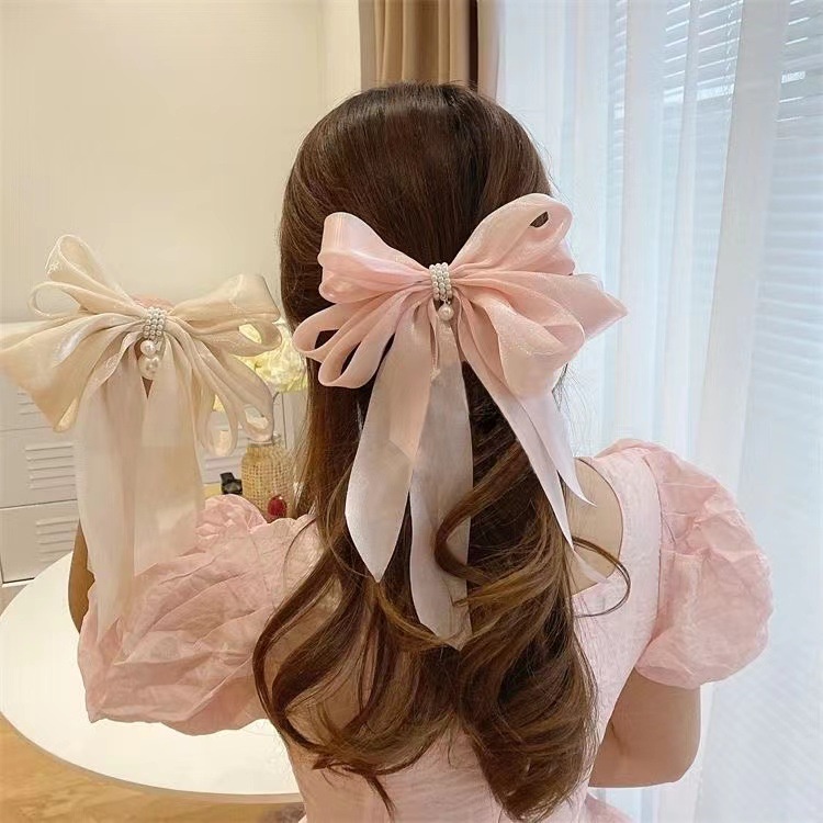 Kẹp tóc nơ phong cách tiểu thư loại đẹp mã TGNT2 nơ kẹp tóc hàn quốc