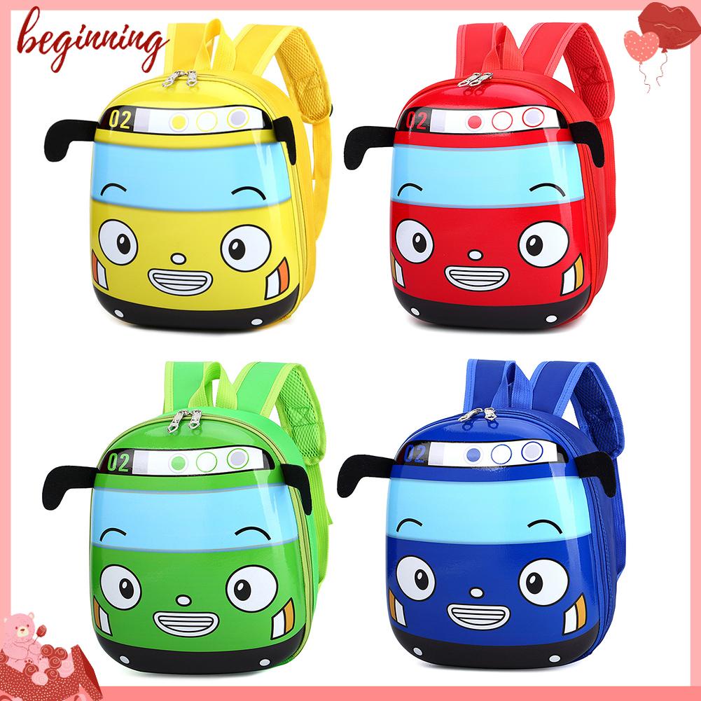✿Bắt Đầu✿Ba Lô Đi Học Hình Xe Buýt Hoạt Hình 3D Tinh Tế Cho Bé✿